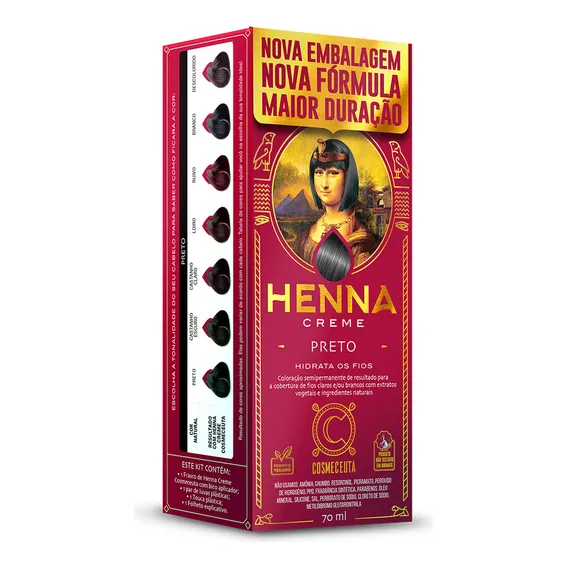 Tintura Creme Henna Cabelo 70ml - Preto Foto 1