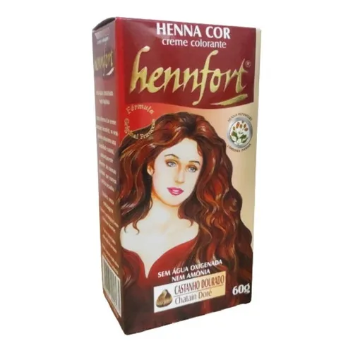Tintura Henna Creme Hennfort Castanho Dourado 60g Foto 1