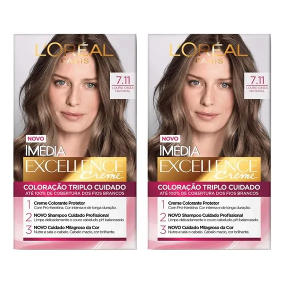 Tintura Imedia Imedia Excellence Creme tom 7.11 louro cinza natural para cabelo Foto 1