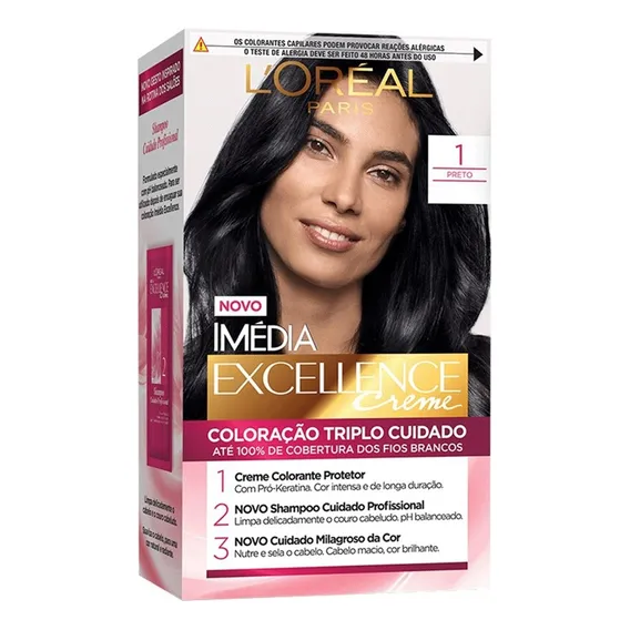 Tintura L'Oréal Paris Imedia Excellence Tinta Imédia Excellence 12.111 Fetiche L'oréal Paris tom 1.0 preto para cabelo x 47g Foto 1