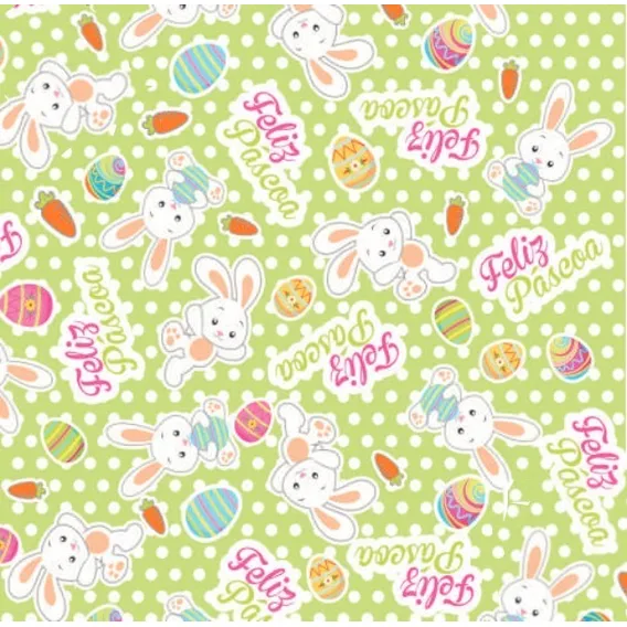 Tnt Estampado Feliz Pascoa Coelhinho 1,40mx 5 Metros Foto 1