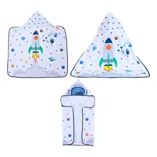 Toalha Banho Astronauta Capuz Infantil Dupla Camada Fralda Foto  mini 1