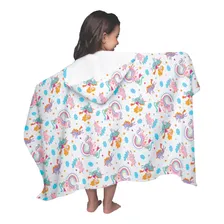 Toalha Banho Capuz Touca Felpuda Infantil Estampada 70x130cm Foto mini 1