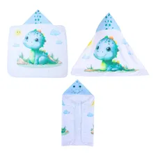 Toalha Banho Dinossauro Capuz Infantil Dupla Camada Fralda Foto mini 1