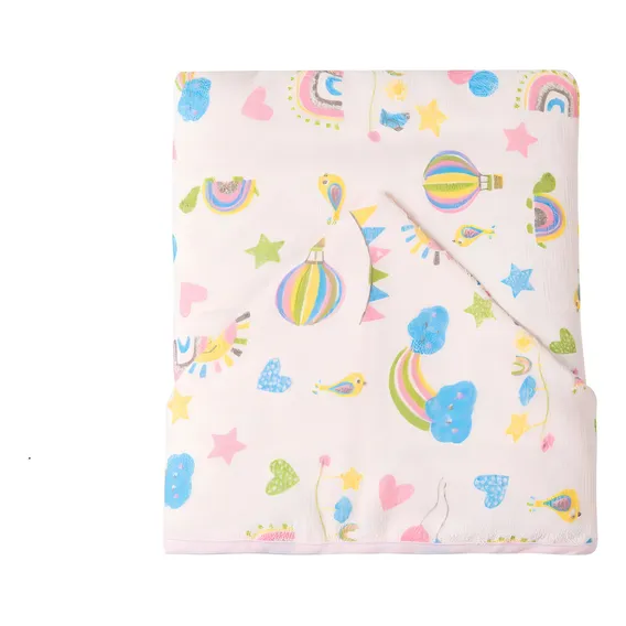 Toalha De Banho Infantil Bebe Felpa Papi Forro Fralda Capuz Foto 1