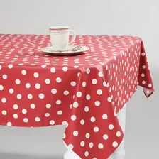 Toalha De Mesa 4 Lugares - Poá Bolinhas - Milano ** Cor Vermelho Bolinha Foto  mini 1