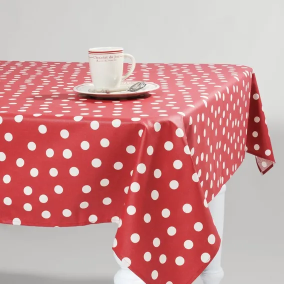 Toalha De Mesa 4 Lugares - Poá Bolinhas - Milano ** Cor Vermelho Bolinha Foto 1