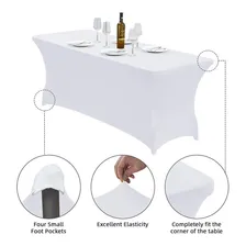 Toalha De Mesa Malha Lycra 180 X 75cm Retangular Festa Buffe Cor Branco Branco Foto mini  3