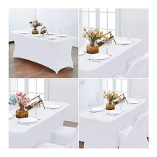 Toalha De Mesa Malha Lycra 180 X 75cm Retangular Festa Buffe Cor Branco Branco Foto mini  2