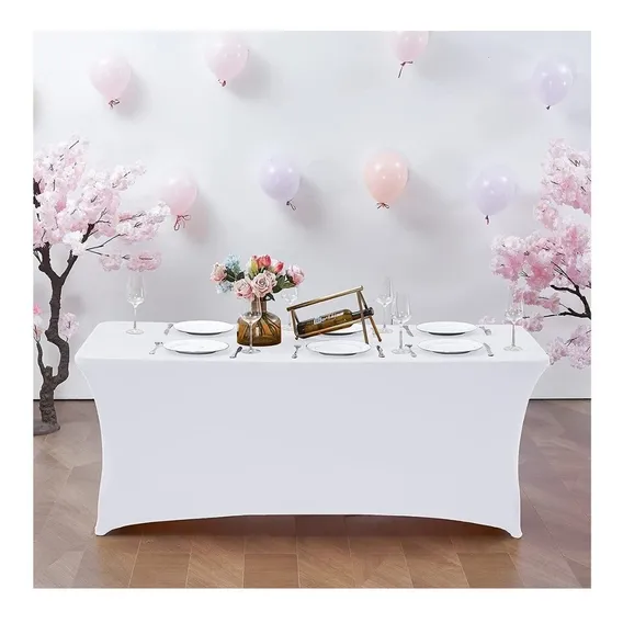 Toalha De Mesa Malha Lycra 180 X 75cm Retangular Festa Buffe Cor Branco Branco Foto 1