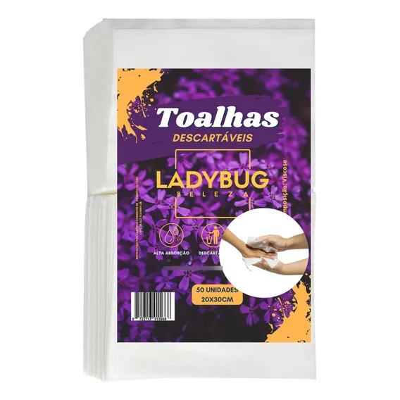 Toalha Descartável Ladybug Beleza 20x30 Manicure 50 Unidades Foto 1
