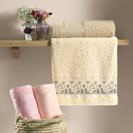 Toalha Lavabo/visita Melina Para Bordar Karsten 33x50cm Cor Salmão Foto 1