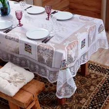Toalha Mesa 1,60 X 3,20 Retangular Renda Branca Estampada Foto mini 1