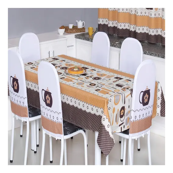 Toalha Mesa Cozinha Oxford 1,40x1,40 Quadrada Estampa Talher Foto 1