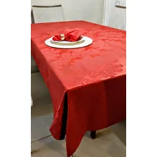 Toalha Mesa Jacquard Retangular 8 Lugares + Brinde. Cor Vermelho Foto mini  2