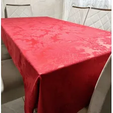Toalha Mesa Jacquard Retangular 8 Lugares + Brinde. Cor Vermelho Foto  mini 1