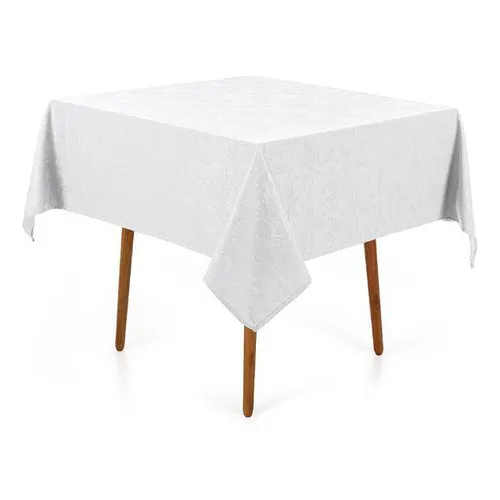 Toalha Mesa Quadrada 4 Lugares Jacquard Dominic Branca Foto 1