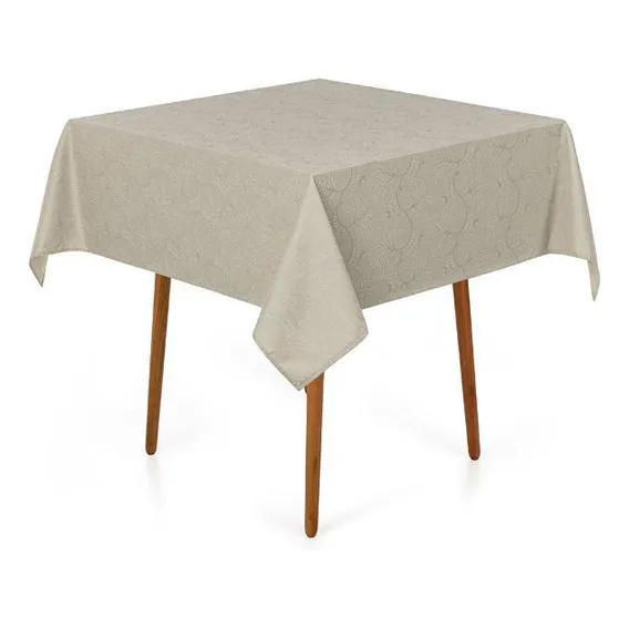 Toalha Mesa Quadrada 4 Lugares Jacquard Melli Bege Karsten Foto 1