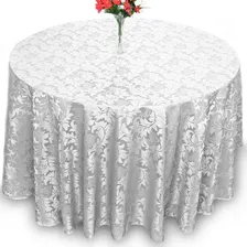 Toalha Mesa Redonda Jacquard Cinza 6 Lugares Buffet Festa Foto mini 1