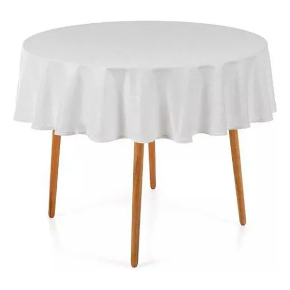 Toalha Mesa Redonda Jacquard Melli 160cm Branco Karsten Foto 1