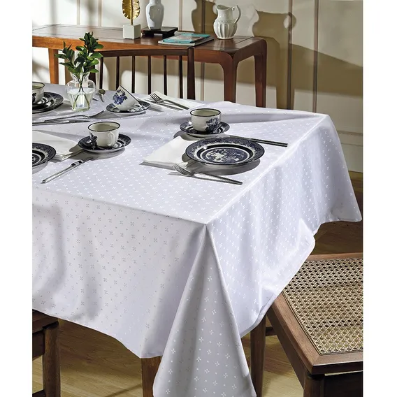 Toalha Mesa Requinte Floral Branco Retangular 6 Lug Dohler Foto 1