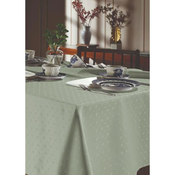 Toalha Mesa Retangular 6 Lugares Jacquard Requinte Verde Foto 1
