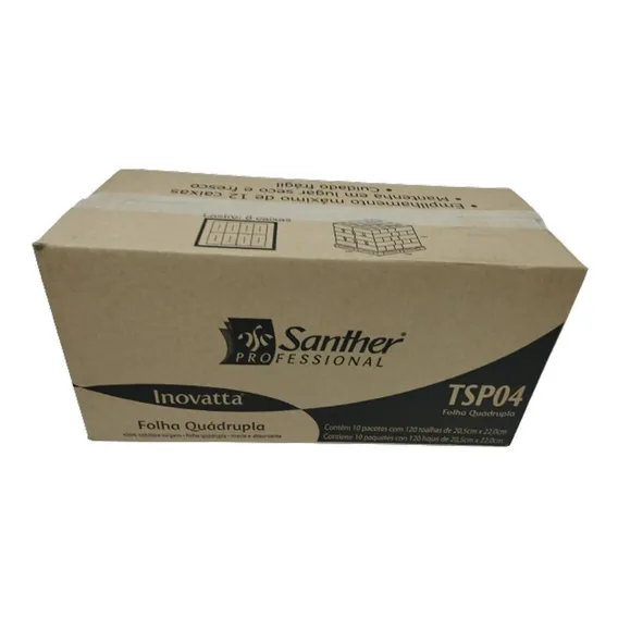 Toalha Papel Santher Folha Quadrupla Interfolha 1200 Folhas Foto 1