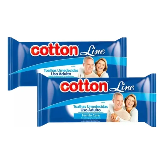 Toalhas Lenços Umedecidos Uso Adulto Cotton Line Kit 2 Un Foto 1