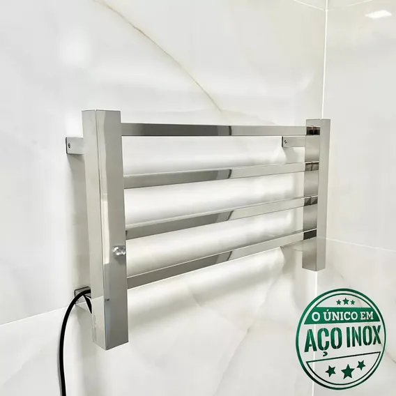 Toalheiro Térmico Inox Elétrico Cromado Para 1 Toalha Puxadores Online Foto 1