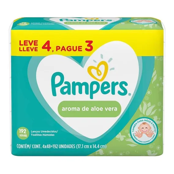 Toalhinhas Umedecidas Pampers Aloe Vera Com 192 Foto 1