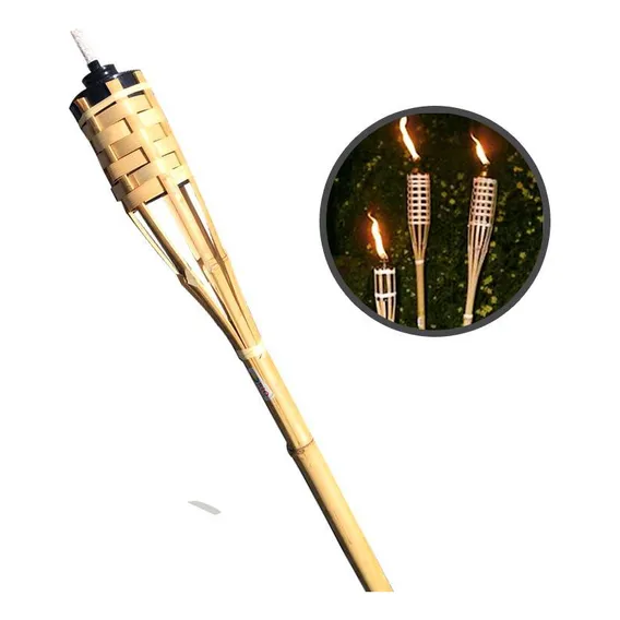 Tocha Bambu Iluminação Com 1 Metro Com Recipiente E Pavio Foto 1