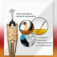 Tocha Bambu Iluminação Com 1 Metro Com Recipiente E Pavio Foto mini  3