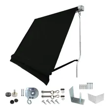 Toldo 2 Em 1 Retrátil Casa Completo 1,20x2,30 Tubos + Braços Cor Toldo Retrátil 2em1 Preto Foto mini 1