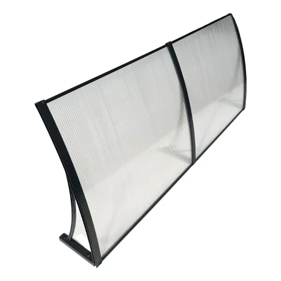 Toldo Lufiara 120 cm x 50 cm Toldo Policarbonato Modular Completo Para Portas E Janelas Preto Translúcido Foto 1