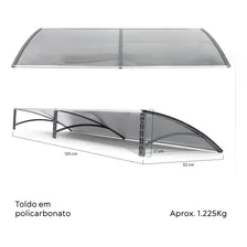 Toldo Lufiara 120cm x 50cm toldo em policarbonato modular completo para portas e janelas cinza ttranslúcido Foto mini 4