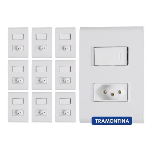 Tomada 2/4 C/ Placa Modular Liz 10a Branca Kit 10 Tramontina Cor Branco Foto 1