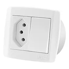 Tomada 20a + Interruptor Simples Moveis Slim Ilumi Cor Branco Foto  mini 1