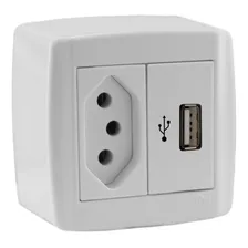 Tomada 20a + Usb Linha Box Slim Ilumi Sobrepor Externa Cor Branco Foto mini 1