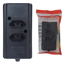 Tomada Barra Interneed 2 Polos +terra Preta 10a. Dupla Foto  mini 1