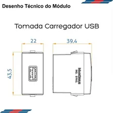 Tomada Carregador Celular Usb Movel Margirius 110v 220v Mdf Cor Preto Foto mini 4