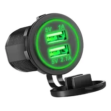 Tomada Carregador Usb Veicular Carro 2 Saídas 1.0a E 2.1a Cor Verde Foto  mini 1