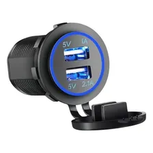 Tomada Carregador Usb Veicular Carro 2 Saídas 1.0a E 2.1a Cor Azul Foto mini 1