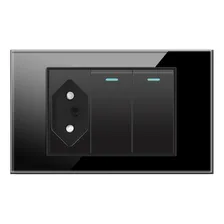 Tomada Com Interruptor Duplo Painel Vidro 4x2 Cor Preto 20a Foto mini 1