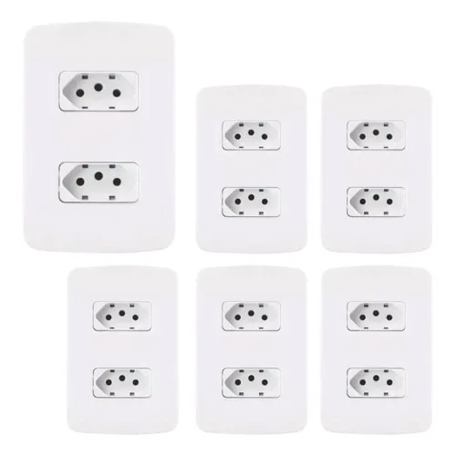 Tomada Dupla 10a 2p+t 250v Conjunto 4x2 - Kit 6 Unidades Foto 1