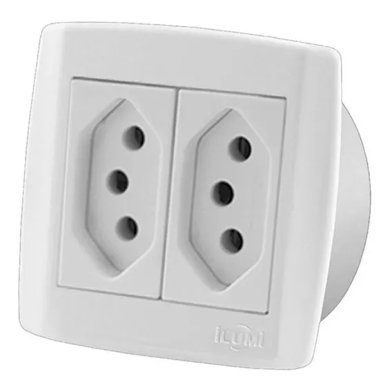 Tomada Dupla 10a Linha Moveis Slim Ilumi Foto 1