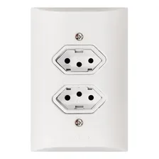 Tomada Dupla 2p+t 10a Com Placa Espelho Branco Com Inmetro Foto mini 1