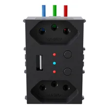 Tomada Dupla Com Usb Smart Wi-fi Whome Refinatto Preto Foto mini 3