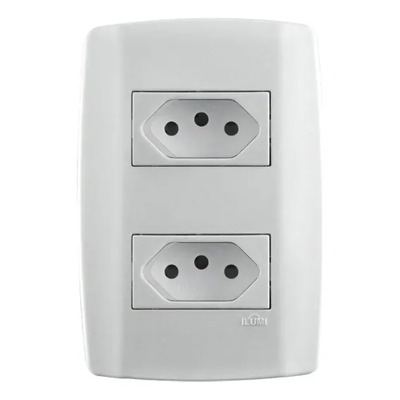 Tomada Dupla Monobloco 10a Slim Ilumi (fácil ) Cor Branco Foto 1
