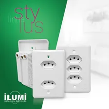 Tomada Dupla Monoblocos Separados 2p+t 10a 250v Ilumi Cor Branco Foto mini  3