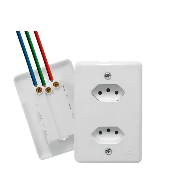 Tomada Dupla Monoblocos Separados 2p+t 10a 250v Ilumi Cor Branco Foto 1